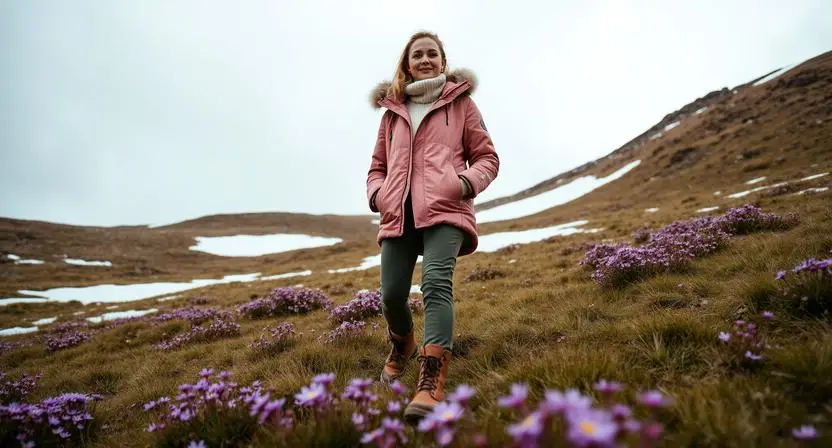 Mountain Vacation Outfits for Spring When Snow and Wildflowers Coexist