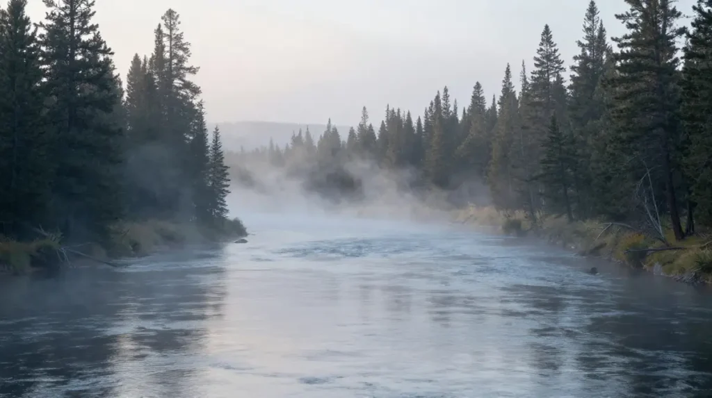 Misty Morning Along the Firehole River
