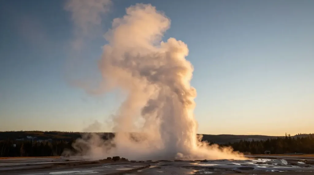 Old Faithful Geyser Steam Clouds