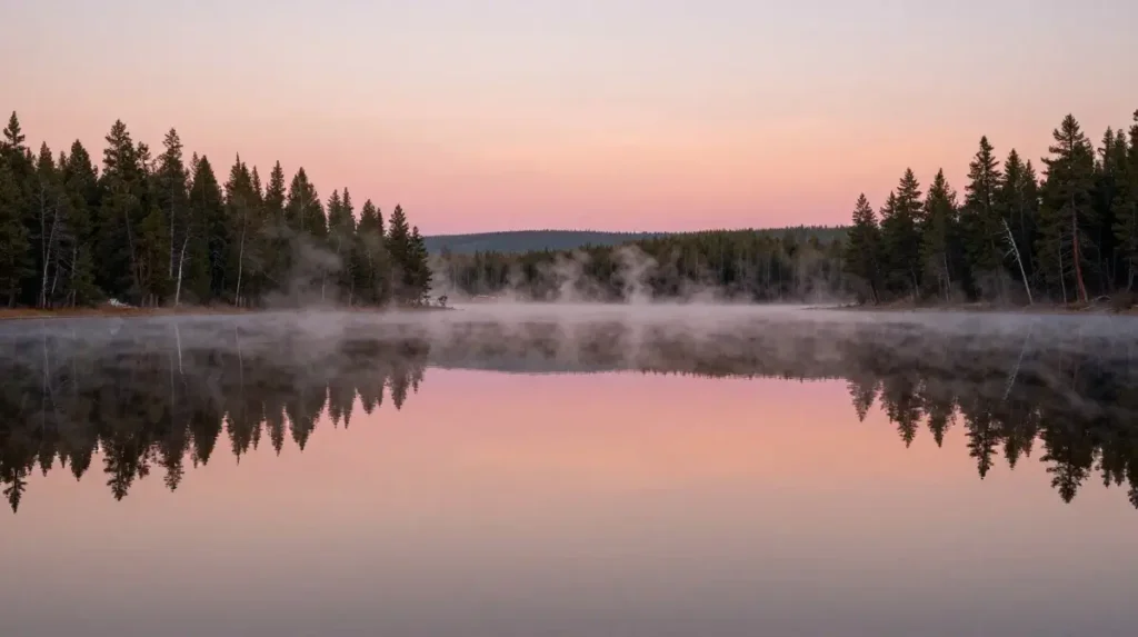 Reflective Lake at Sunrise