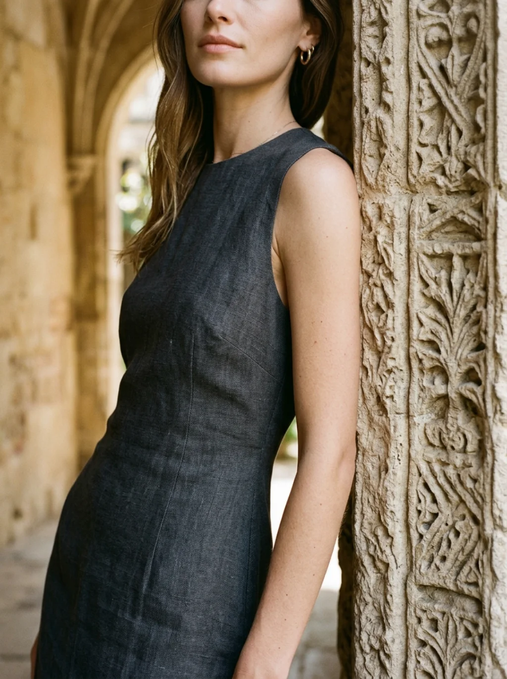 Structured Linen Elements Reframing Sun Drenched Gothic Quarter Silhouettes